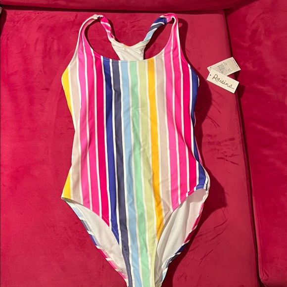 Womens Rainbow Striped Swimsuit - Picture 1 of 3